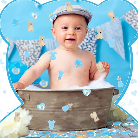 Buy 300 Pieces Bear Shaped Confetti Bear Baby Shower Decorations Blue ...