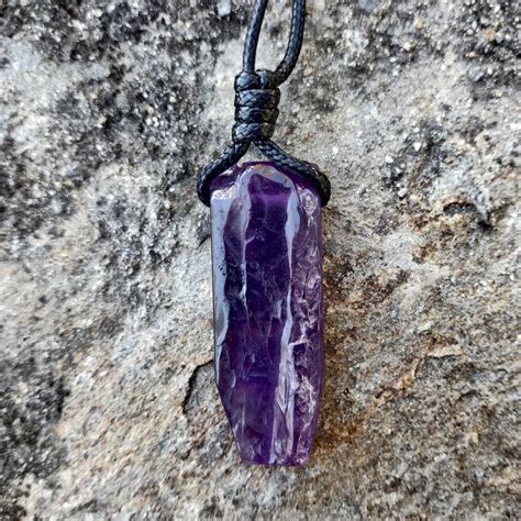 Amethyst Pendant Necklace for Men / Women Semi Raw Crystal - Etsy