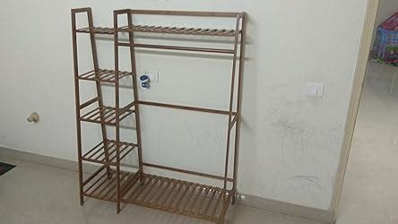 Naayaab Craft Bamboo Coat Clothing Garment Rack with Shelf, 5-Tier ...