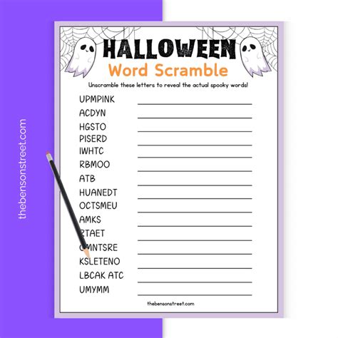 Unlock Fun with a FREE Printable Halloween Word Scramble - The Benson ...