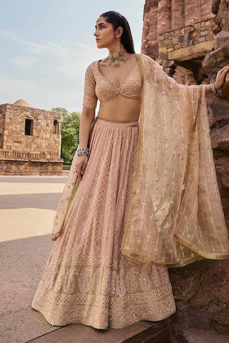 Buy Pink Silk Organza, Zeenat Florin Jaal Chikankari Embroidered Bridal ...