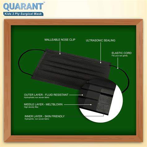 Buy QUARANT KIDS BLACK 3 PLY DISPOSABLE SURGICAL FACE MASK FOR BOYS ...