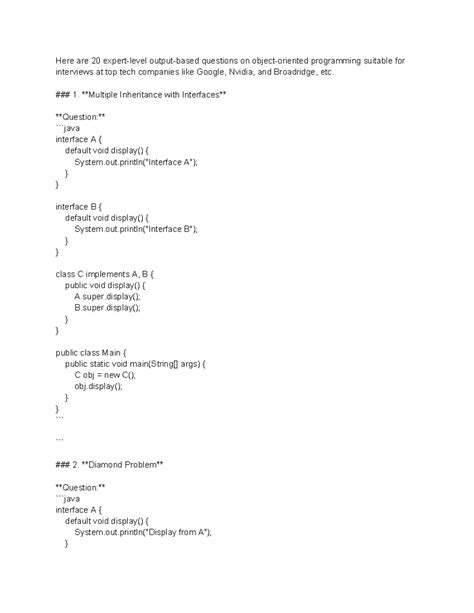 OOPS Solutions - Placement Perspective - Q1. What is an example of ...