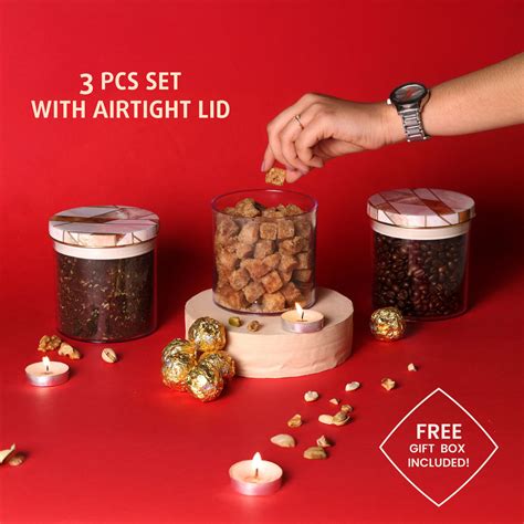 Selvel Geometric Airtight Kitchen Storage Container Set of 3 – Dry Fru ...
