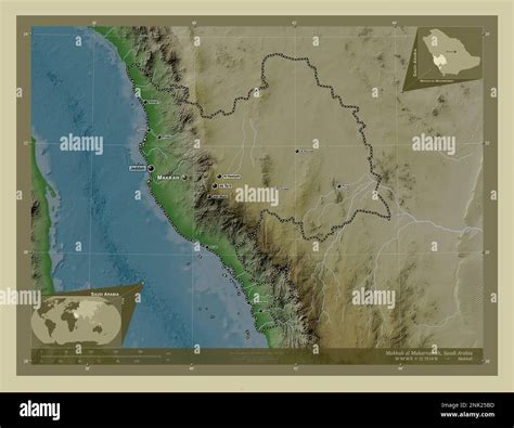 Makkah al Mukarramah, region of Saudi Arabia. Elevation map colored in ...