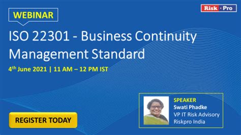 Webinar - ISO 22301 - Business Continuity Management Standard | Riskpro ...