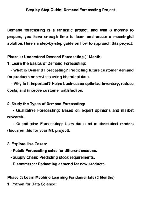 Demand Forecasting Project Plan: A Step-by-Step Guide - Studocu