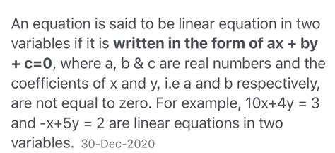 Linear equations in two variable class 9 important questions - Brainly.in