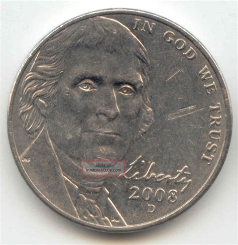 Usa 2008d American Nickel Five Cent Piece 5c 5 Cents Jefferson 2008 D ...
