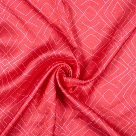 Cerise Pink Geometric Pattern Digital Print Crepe Silk Fabric – Fabcurate
