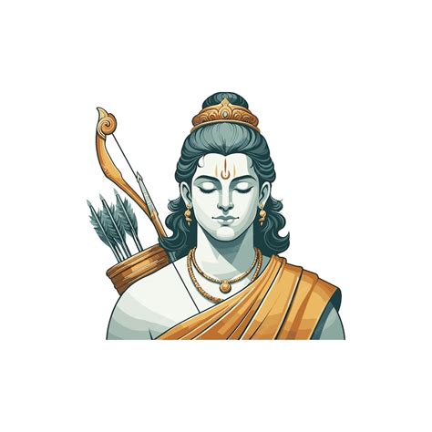 A drawing of a god with a sword in his hand lord rama with a serene ...