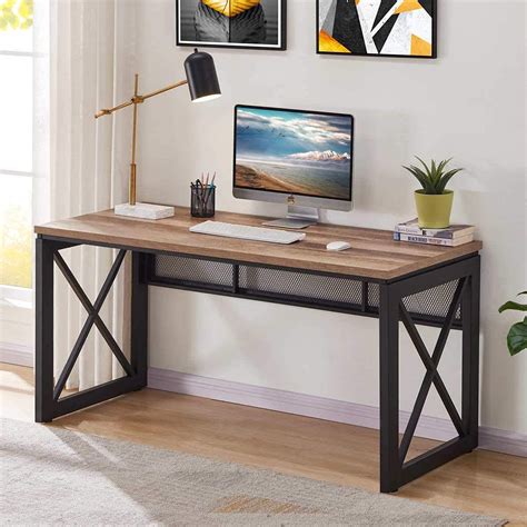 Buy BON AUGURE Industrial Home Office Desks, Rustic Wood Computer Desk ...