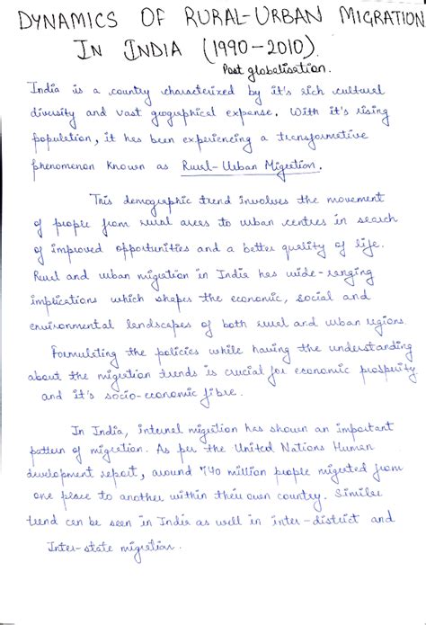 rural urban migration - Development Economics-II - Studocu