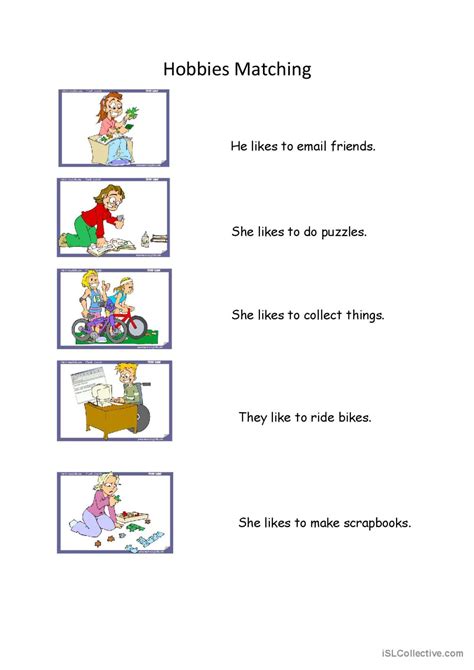 Hobbies Worksheet.pdf 的图像结果