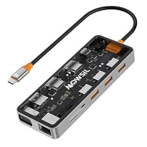 Mowsil 12 in 1 USB C Hub 4K HDMI and FHD VGA Dual Video Output Type C ...
