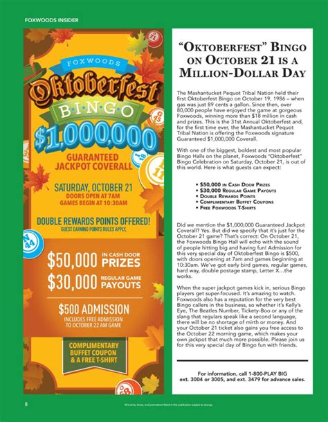 Foxwoods Bingo Calendar October - 2025 Calendars