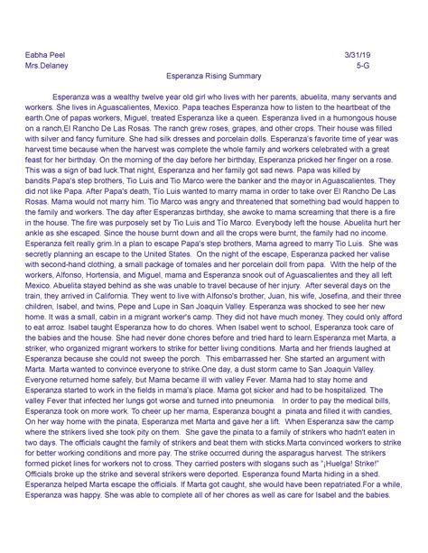 Summary Of Plums Esperanza Rising at Laura Stanley blog