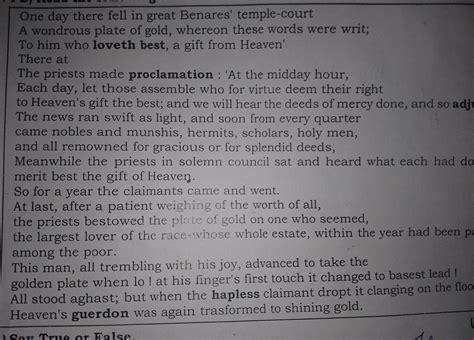 Find our from the passage word that means. i) consider and declare - ii ...