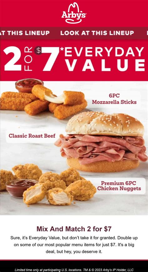 2 roast beef sandwiches or 6pc nugget or mozzarella sticks = $7 at ...