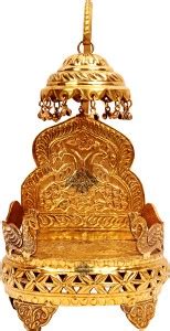 IndianArtVilla Handmade Peacock Design Brass Round Singhasan Chair of ...