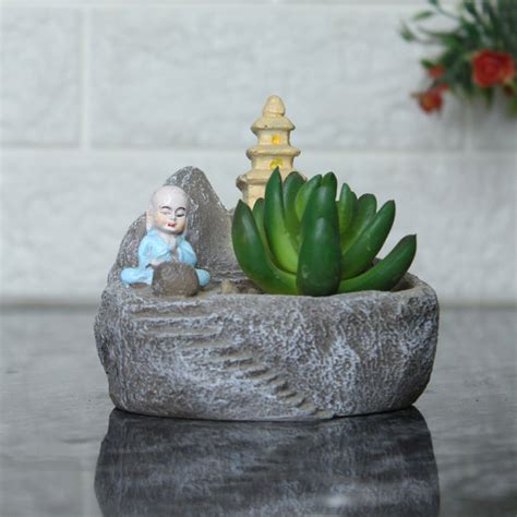 Buy Resin Monk & Temple Succulent Pot for Small Plants Online ...