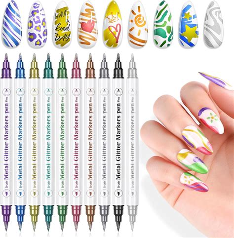 Amazon.com: AOKELEON 12 Colors Nail Art Pens Set 3D Nail Polish Pens ...