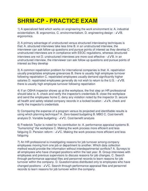 SHRM-CP - PRACTICE EXAM 2022 ( QUESTIONS WITH 100% VERIFIED CORRECT ...