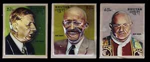 ISC~ BHUTAN 1972 Plastic Stamps, Famous Men- Pope John Paul, Charles De ...