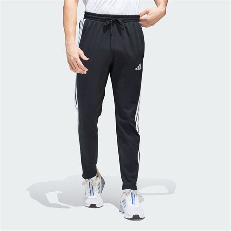 adidas 3 Stripes Single Jersey Tapered Open Hem Pants - Black | adidas ...