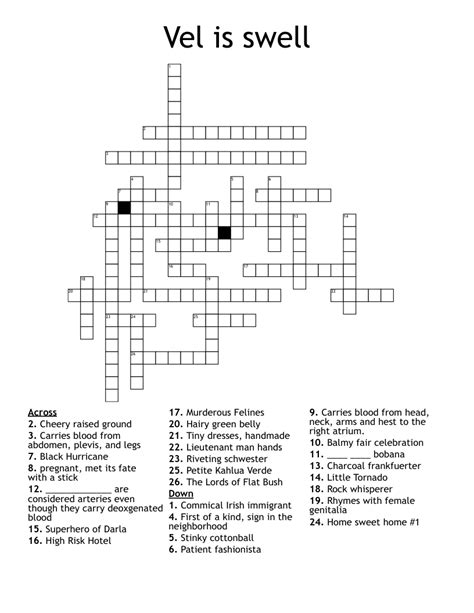 Vel is swell Crossword - WordMint