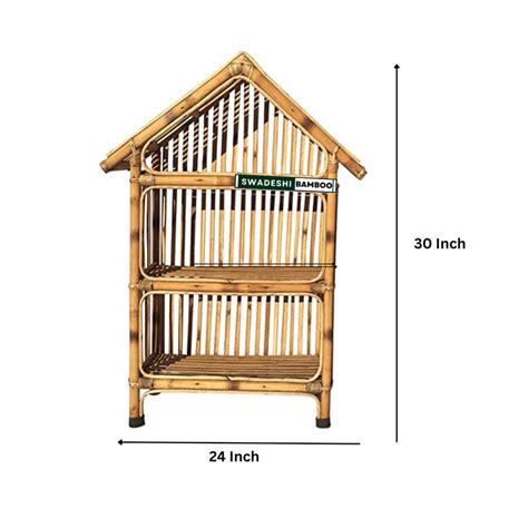 Natural Cane Bamboo Hut Shape Rack 3 Shelves – swadeshibamboo