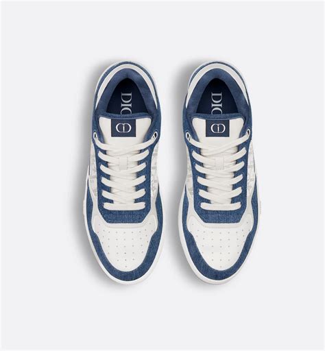 B27 Uptown Low-Top Sneaker White Smooth Calfskin, Blue Denim and White ...