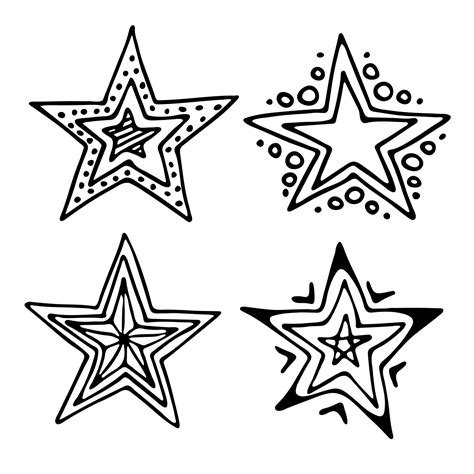 Vector hand drawn star clipart. Doodle set for print, web, greeting ...
