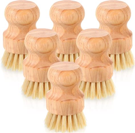Amazon.com: Nuenen 20 Packs Bamboo Dish Scrub Brushes Wooden Scrubbers ...