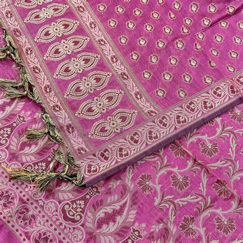 Dark Pink Surahi Jaal Cotton Silk Banarasi Suit – Mohsin Textiles