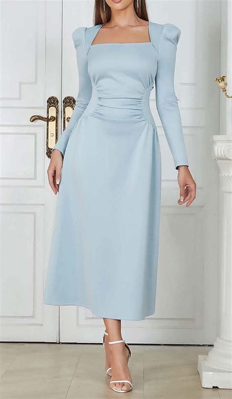 Pastel blue midi dress – Artofit