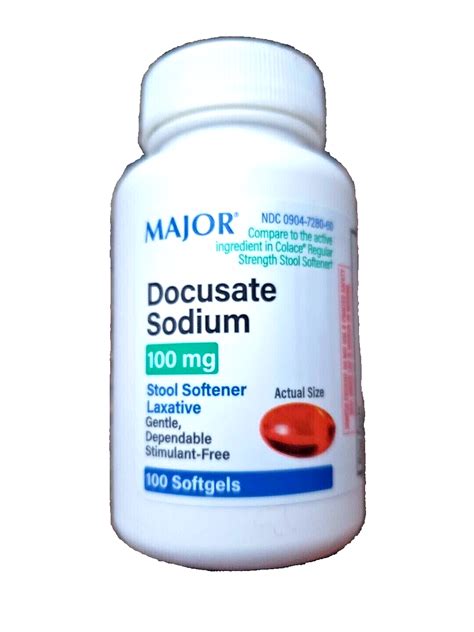 Docusate Sodium 100 mg Softgels Stool Softener 100ct-long expiry date | eBay