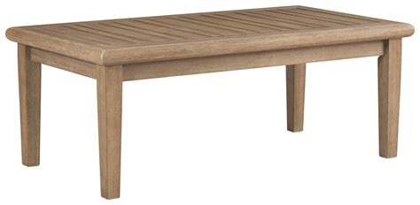 Gerianne Outdoor Rectangular Coffee Table with Eucalyptus Wood Slat Top ...