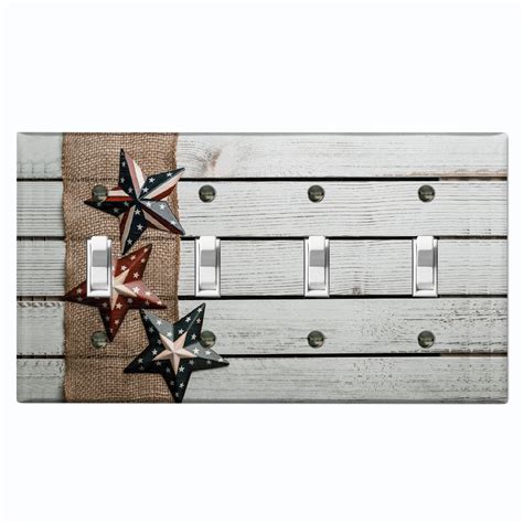 WorldAcc American Flag Star White Fence Nature Themed 4 - Gang Toggle ...