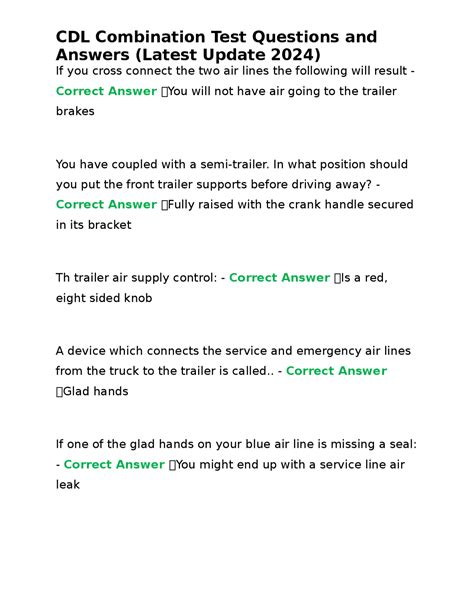 CDL Combination Test Questions and Answers (2024) - Trailer Air Systems ...