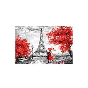 Masstone Romantic Painting For Bedroom | Paris Eiffel Tower View Wall ...