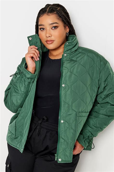 YOURS Plus Size Green Quilted Jacket | Yours Clothing