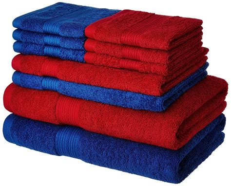 Amazon Brand - Solimo 100% Cotton 10 Piece Towel Set, 500 GSM (Iris ...