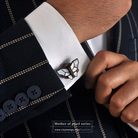 Butterfly - White Mother of pearl inlaid handcrafted cufflinks ...
