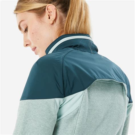 Women's Fleece Hiking Jacket - SH 500 - celadon green, Abyss green ...