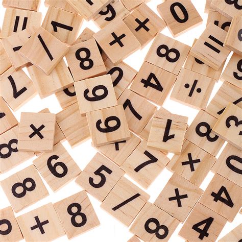 ⚡️Buy Maxbell 100 Pieces Wooden Number and Symbol Tiles with Wooden ...