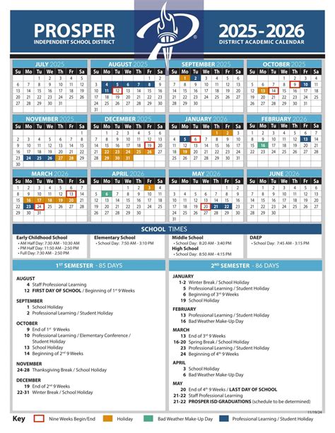 Prosper ISD School Calendar 25-26 [PDF] - EduCounty