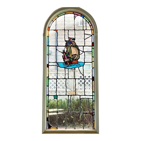 1920s Spanish Revival Stained Glass Leaded Window Featuring Spanish ...