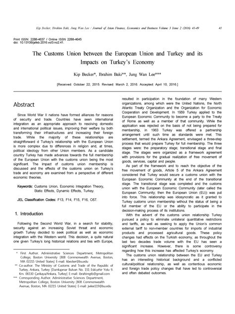 CU EU& Turkey - Abstract Since World War II nations have formed ...