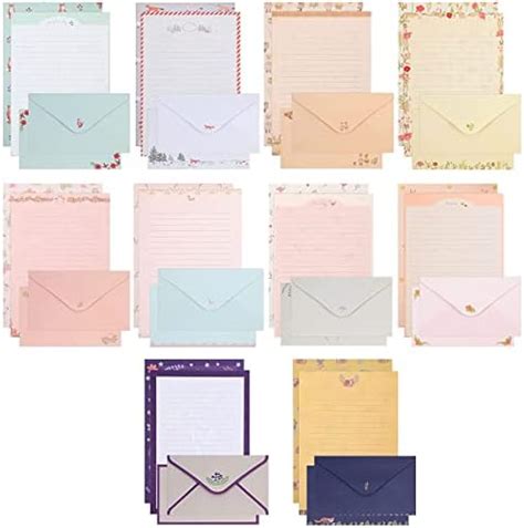 Anshenglonghe 90PCS Stationary Paper and Envelopes Set, 10 Cute Lovely ...